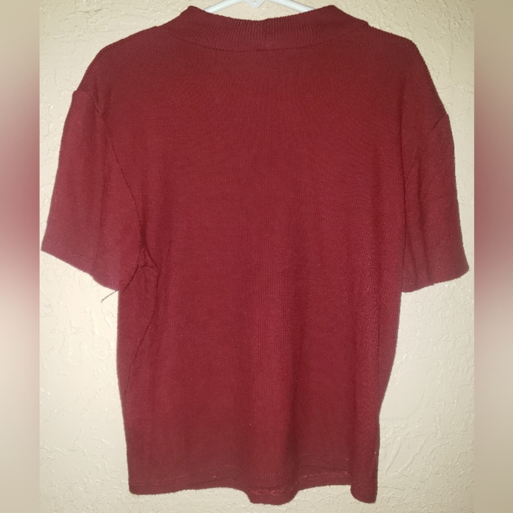 Destined Red Ribbed Top Med. - Picture 2 of 3